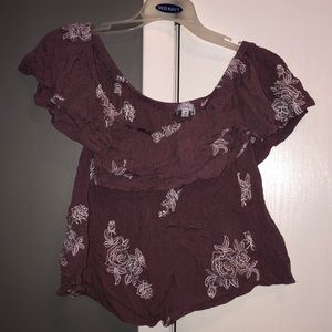 Off the shoulder purple floral top